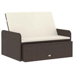 vidaXL Salon de jardin 2 Pièces avec coussins Résine tressée Marron