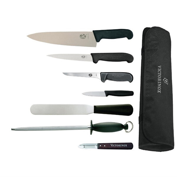 Ensemble de couteaux professionnel avec couteau chef 215 mm et étui - victorinox  vogue et hygiplas -  - acier inoxydable