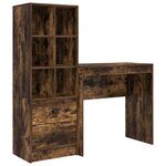 vidaXL Bureau avec rangement Chêne fumé Bois d'ingénierie