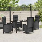vidaXL Ensemble de salle à manger pour jardin 5 Pièces Noir Poly rotin