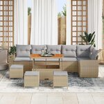 vidaXL Ensemble de canapé de jardin 10 Pièces Beige et Gris clair