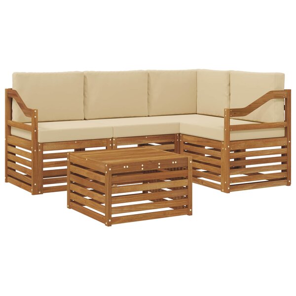 vidaXL Ensemble de canapés d'extérieur 5 Pièces Naturel et Beige