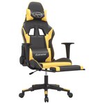 vidaXL Chaise de jeu avec repose-pied Noir et doré Similicuir
