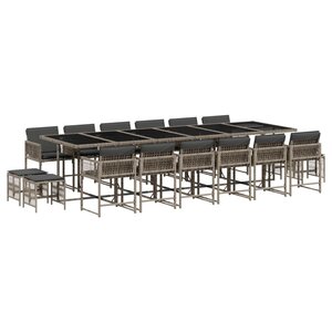 vidaXL Ensemble à manger de jardin 17 Pièces et coussins résine tressée
