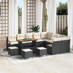 vidaXL Ensemble de canapé de jardin avec coussin 13 Pièces Noir  Crème