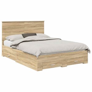 vidaXL Cadre de lit Chêne Sonoma 140 x 190 cm Bois d'ingénierie