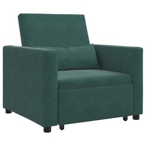 vidaXL Canapé-lit escamotable simple avec des roues Vert foncé Velours