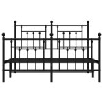 vidaXL Cadre de lit métal avec tête de lit/pied de lit noir 140x190 cm