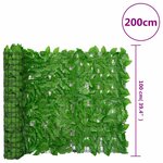 vidaXL Écran de balcon avec feuilles vert 200x100 cm