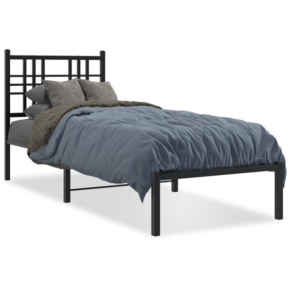 vidaXL Cadre de lit métal sans matelas avec tête de lit noir 80x200 cm