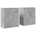 vidaXL Buffets 2 Pièces gris béton 60x31x70 cm bois d'ingénierie