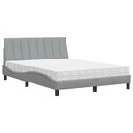 vidaXL Lit avec matelas Hanko gris clair 120x200 cm tissu