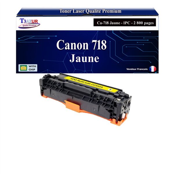 T3AZUR - Toner compatible avec Canon 718 pour Canon LBP-7680CDN  LBP-7680CX Jaune - 2 800p