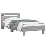 vidaXL Cadre de lit tête de lit et lumières LED sonoma gris 90x190 cm
