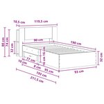 vidaXL Cadre de lit avec rangement Chêne Sonoma 90 x 190 cm