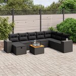 vidaXL Salon de jardin 9 Pièces avec coussins noir résine tressée