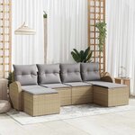 vidaXL Ensemble de canapé de jardin 6 Pièces Beige Poly rotin
