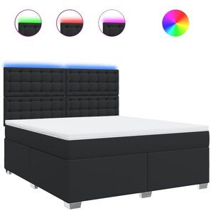 vidaXL Sommier à lattes de lit avec matelas Noir 180x200 cm Similicuir
