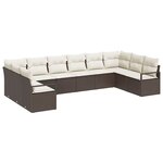 vidaXL Ensemble de canapé de jardin 10 Pièces Marron et Crème