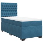 vidaXL Sommier à lattes de lit avec matelas bleu 90x200 cm velours