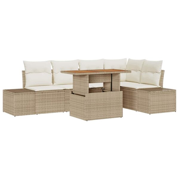 vidaXL Ensemble de salle à manger pour jardin 6 Pièces Beige et crème