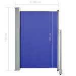 vidaXL Auvent latéral rétractable de patio 120x300 cm Bleu
