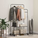 vidaXL Porte-vêtements avec étagère avec roue avec stockage Noir