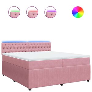 vidaXL Sommier à lattes de lit avec matelas Rose 200x200 cm Velours