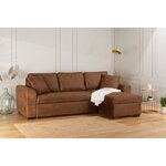 Canapé d'angle convertible réversible 4 places - Tissu Marron vintage - 244 x 151 x 90 -HAMILTON