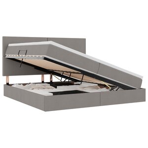 vidaXL Lit de rangement LED avec matelas Taupe 200 x 200 cm Tissu