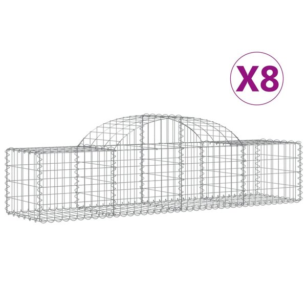 vidaXL Paniers à gabions arqués 8 Pièces 200x50x40/60 cm fer galvanisé