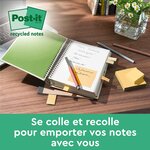Notes repositionnables jaune recyclées post-it 38 x 51 mm - bloc de 100 feuilles - lot de 12