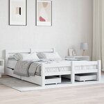 vidaXL Cadre de lit avec 4 tiroirs Blanc Bois de pin massif 140x200 cm