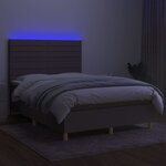 vidaXL Sommier à lattes de lit et matelas et LED Taupe 140x190cm Tissu