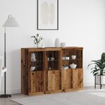 vidaXL Buffet avec lumières LED - Bois ancien 142 5x37x100 cm - Bois reconstitué