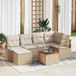vidaXL Ensemble de canapé de jardin 7 Pièces Beige  blanc