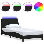 vidaXL Cadre de lit avec LED sans matelas noir 100x200 cm tissu