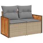 vidaXL Salon de jardin avec coussins 4 Pièces beige résine tressée