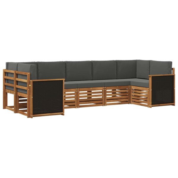 vidaXL Ensemble de canapés d'extérieur 6 pc Naturel et Anthracite