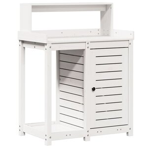 vidaXL Table de rempotage avec étagères blanc bois massif de pin