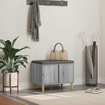 vidaXL Banc d'entrée avec coussin Gris Sonoma 60 x 38 x 46 cm