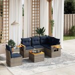 vidaXL Salon de jardin 6 Pièces avec coussins gris résine tressée