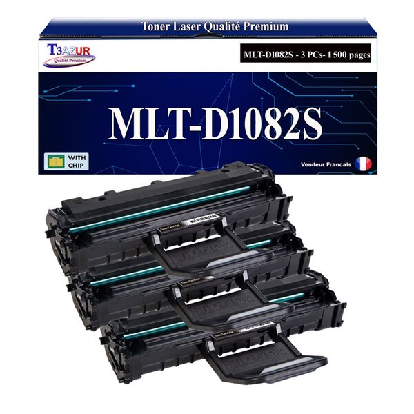 T3AZUR - 3x Toners compatibles avec Samsung MLTD1082S D1082S pour Samsung ML1640 ML1640K ML1641 ML1641K ML1642K ML1645 ML2240 ML2240K ML2241 ML2241K ML2451DK