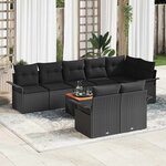 vidaXL Ensemble de canapé de jardin 9 Pièces Noir Poly rotin