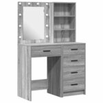 vidaXL Table de Toilette 2 Pièces Gris 50 x 41 x 135 cm Bois d'ingénierie
