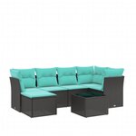 vidaXL Salon de jardin 7 Pièces avec coussins noir résine tressée