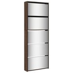vidaXL Armoire à chaussures miroir 5niveaux Chêne marron 63x17x169 5cm