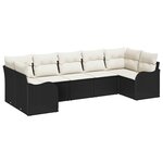 vidaXL Ensemble de canapé de jardin 7 Pièces Noir et blanc Poly rotin