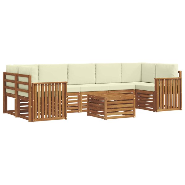 vidaXL Ensemble de canapés d'extérieur 8 pc Naturel et Crème