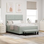 vidaXL Lit à ressorts avec matelas et banc en velours gris clair 140x190 cm